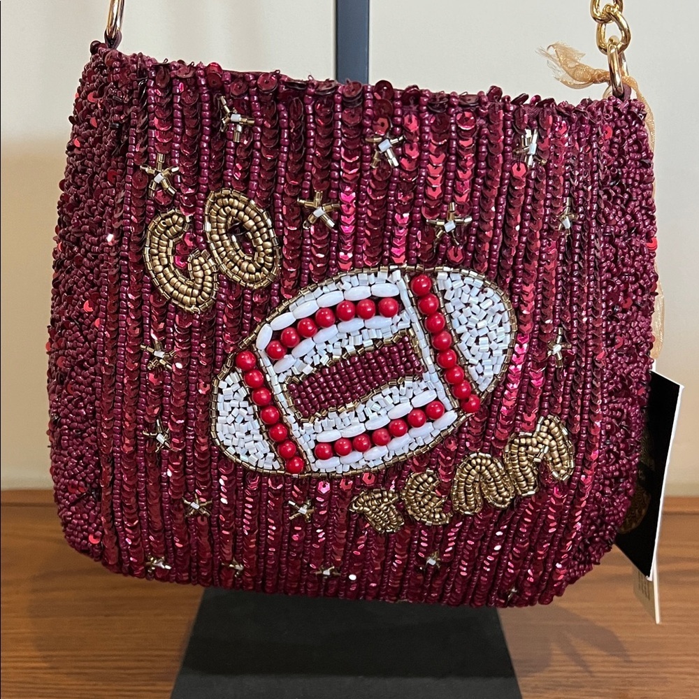 From India To You | Crimson Beaded “Go Team” Shoulder Bag
